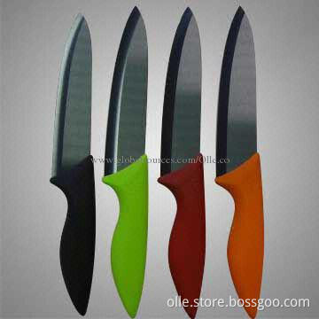 6 Inch Colorful ABS and TPR Coating Handle Ceramic Blade Chef Knife